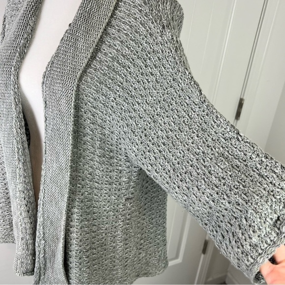Eileen Fisher open front cardigan women M grey knit lightweight summer sweater - Picture 6 of 9
